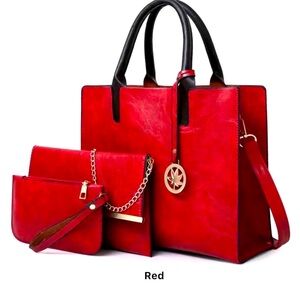 Lady Large Capacity Eleg  Luxury Designer Crossbody 3pieces PU Leathers